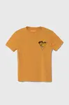 Dětské bavlněné tričko Guess oranžová barva, s potiskem
