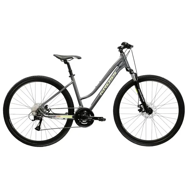 Dámské crossové kolo Kross EVADO 3.0 28" - model 2025 L (19", 168-180 cm) šedá / zelená / lesk