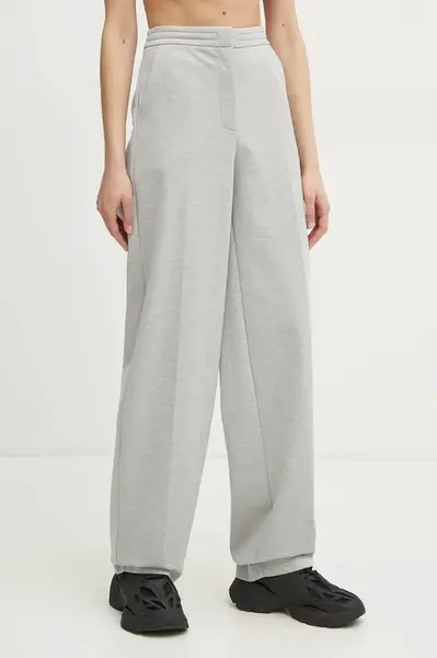 Kalhoty Patrizia Pepe dámské, šedá barva, široké, high waist, 8P0674 A025