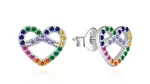 Agato Srdíčkové stříbrné náušnice s barevnými zirkony AGT-E173PC