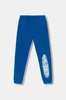 Dětské bavlněné tepláky Guess modrá barva, s potiskem, L5YQ11 KAD74