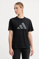 Bavlněné tričko adidas Animal dámské, černá barva, JV8536