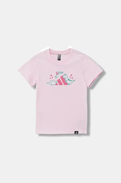 Dětské bavlněné tričko adidas I ADIRAPTOR růžová barva, JV5069
