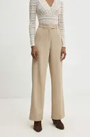 Kalhoty Answear.LAB dámské, béžová barva, jednoduché, high waist