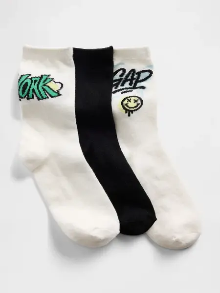 Detské ponožky GAP s logom, 3 páry pre chlapcov