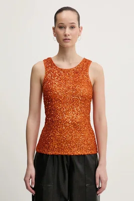 Top Never Fully Dressed Rust Sequin oranžová barva, NFDTO1615