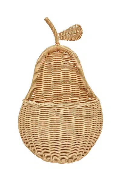 Nástěnný úložný koš OYOY Wall Basket Pear béžová barva