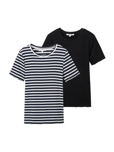 TOM TAILOR DENIM Tričko  tmavomodrá / biela