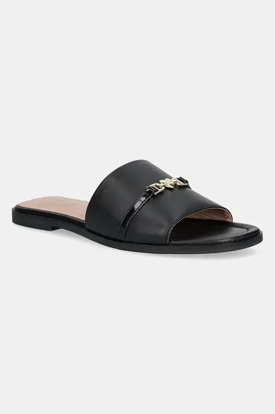 Kožené pantofle Love Moschino dámské, černá barva, JA28082G1MIA400A