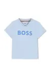 Bavlněné dětské tričko BOSS modrá barva, s potiskem, J52105