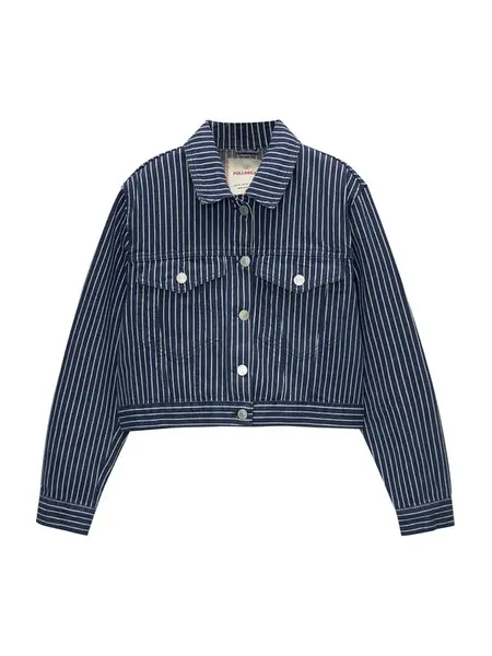 Pull&Bear Prechodná bunda  námornícka modrá / biela