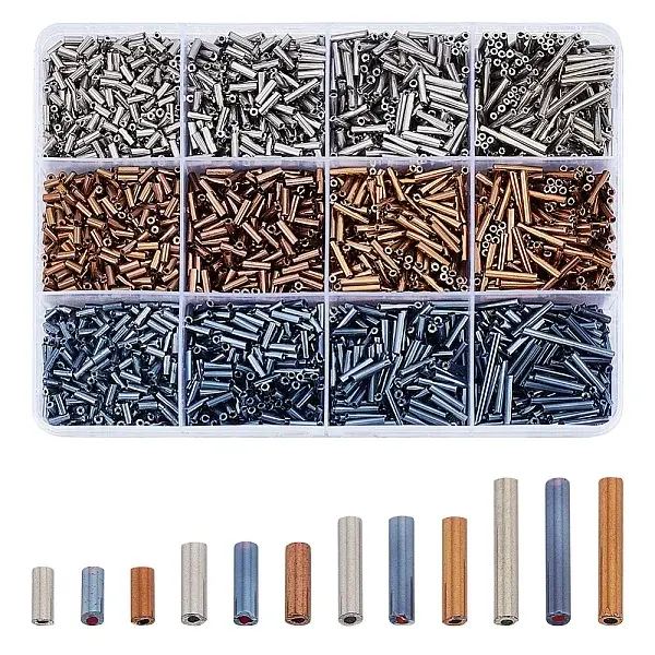 12 Styles Glass Bugle Beads