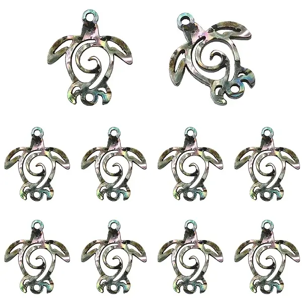 10Pcs Natural Paua Shell Connector Charms