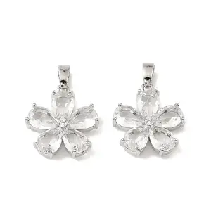 Brass & Clear Cubic Zirconia Pendants