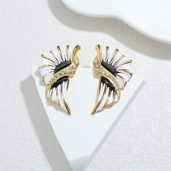 304 Stainless Steel Wing Dangle Stud Earrings