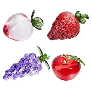 4Pcs 4 Styles Handmade Lampwork Fruits Display Decorations