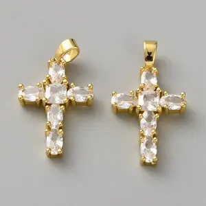 Brass Micro Pave Clear Cubic Zirconia Pendants