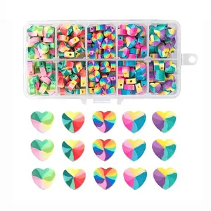 300Pcs 5 Styles Handmade Polymer Clay Beads