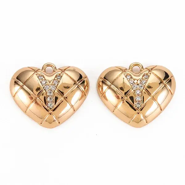 Brass Micro Pave Clear Cubic Zirconia Pendants