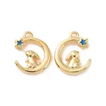 Moon with Rabbit Brass Enamel Pendants