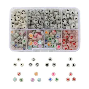 480Pcs 8 Style Flat Round Luminous Acrylic Beads