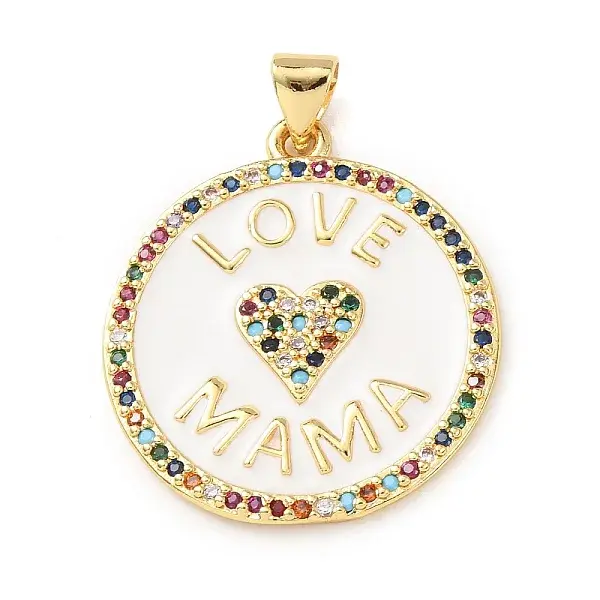 Mother's Day Charms Brass Micro Pave Colorful Cubic Zirconia Pendants