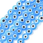 Handmade Evil Eye Lampwork Flat Round Bead Strands