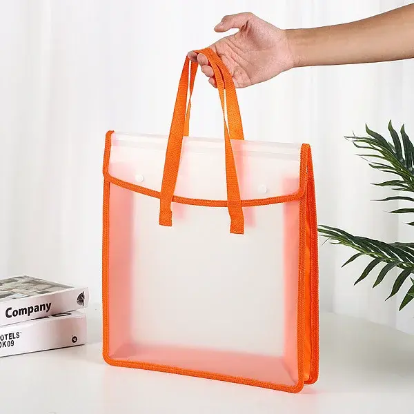 Translucent PP Book Storage Tote Bags with Polyester Handles