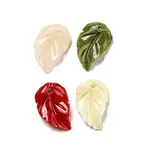 Synthetic Coral Dyed Leaf Charms