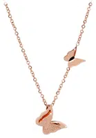 Troli Růžově pozlacený motýlí náhrdelník Metal Butterfly KNSC-257-RG