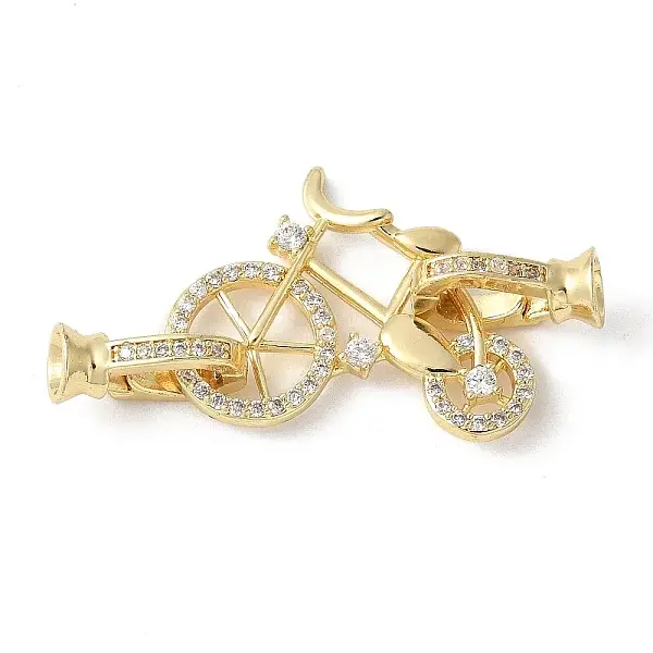 Brass Pave Clear Cubic Zirconia Fold Over Clasps