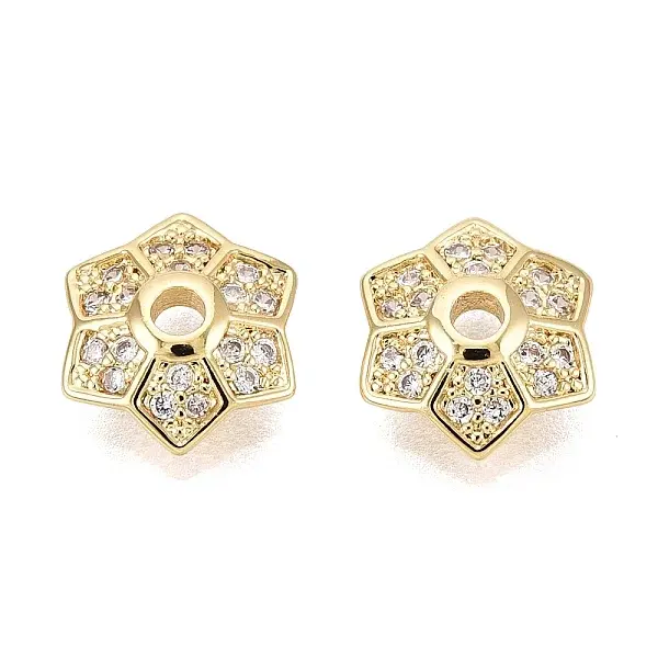 Brass Micro Pave Clear Cubic Zirconia Bead Caps