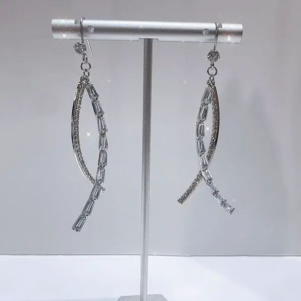 Exaggerated Clear Cubic Zirconia Tassel Dangle Earrings