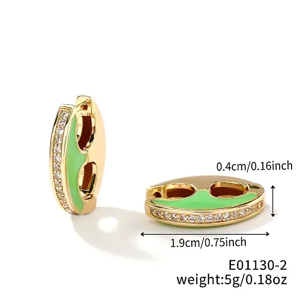 Retro Brass Enamel Hoop Earrings