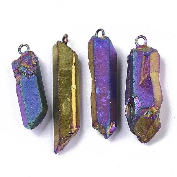 PVD Vacuum Plating Natural Quartz Crystal Pendants