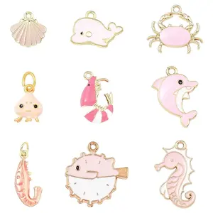 9Pcs 9 Styles Alloy Enamel Pendants