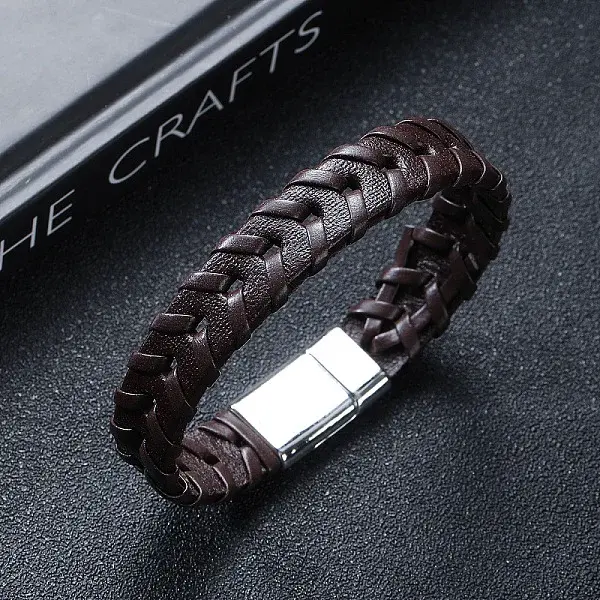 Leather Woven Flat Cord Bracelets