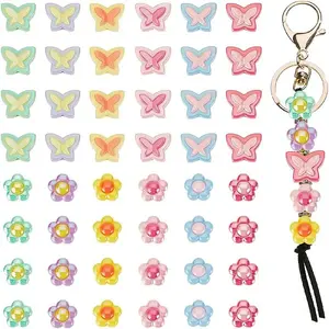 48Pcs 12 Styles Plating Acrylic Beads