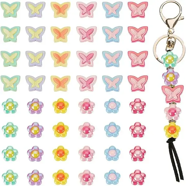 48Pcs 12 Styles Plating Acrylic Beads