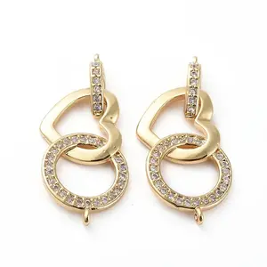 Brass Micro Pave Clear Cubic Zirconia Links connectors
