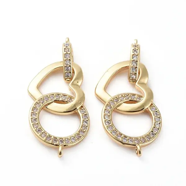 Brass Micro Pave Clear Cubic Zirconia Links connectors