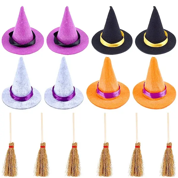 16Pcs Mini Polyester Witch Hats