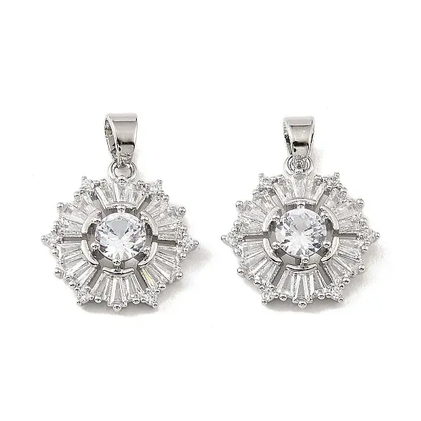 Brass & Clear Cubic Zirconia Pendants