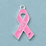 Breast Cancer Pink Awareness Ribbon Theme Alloy Enamel Pendants