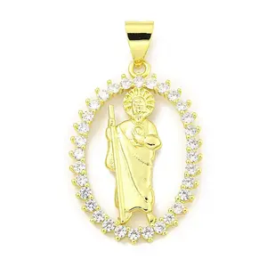 Rack Plating Brass Micro Pave Clear Cubic Zirconia Pendants
