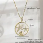 Ocean Summer Brass Pave Clear Cubic Zirconia Pendant Necklaces