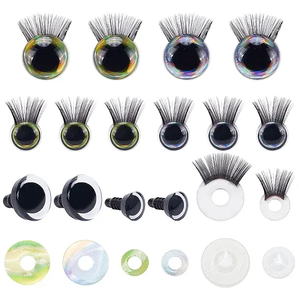 16 Sets 4 Style Plastic Doll Eye & Eyelashes