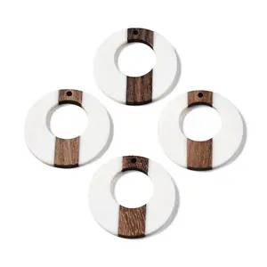 Opaque Resin & Walnut Wood Pendants