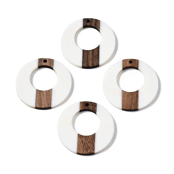 Opaque Resin & Walnut Wood Pendants