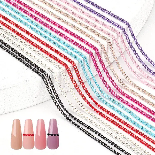 8Pcs 8 Colors Brass Curb Chains